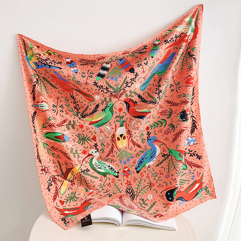 Fashion Gorgeous Printing Mesh Red Style Contrast Color Silky Scarf