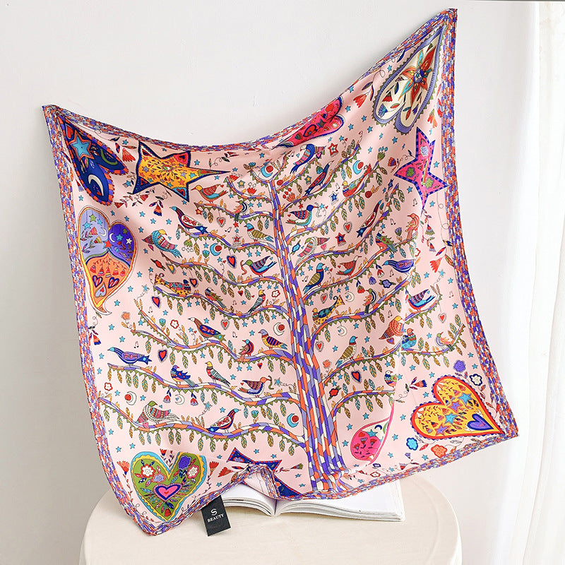 Fashion Gorgeous Printing Mesh Red Style Contrast Color Silky Scarf