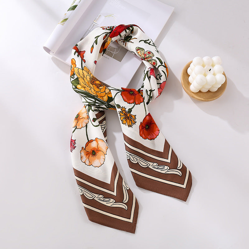 Fashion Gorgeous Printing Mesh Red Style Contrast Color Silky Scarf