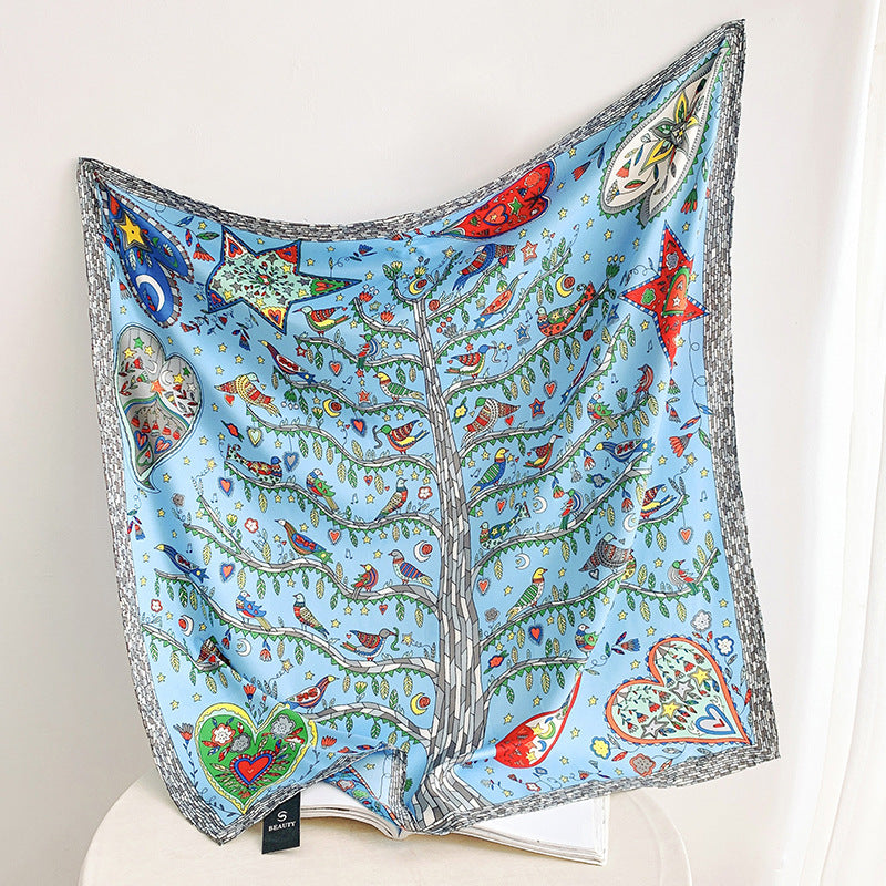 Fashion Gorgeous Printing Mesh Red Style Contrast Color Silky Scarf