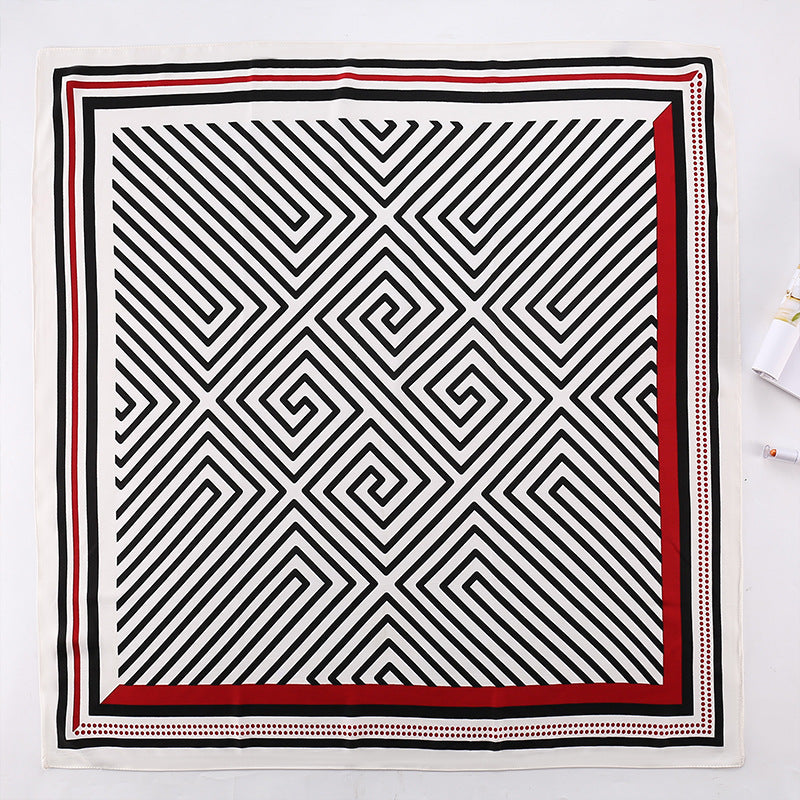 Fashion Gorgeous Printing Mesh Red Style Contrast Color Silky Scarf