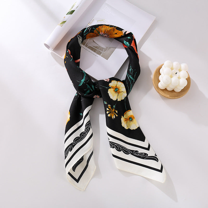 Fashion Gorgeous Printing Mesh Red Style Contrast Color Silky Scarf