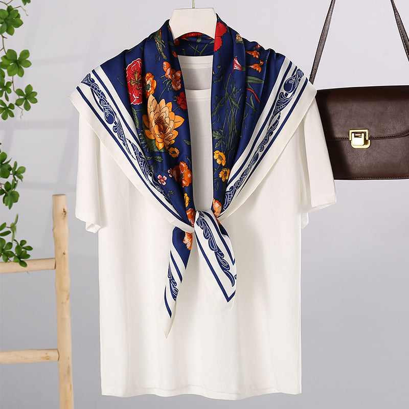 Fashion Gorgeous Printing Mesh Red Style Contrast Color Silky Scarf