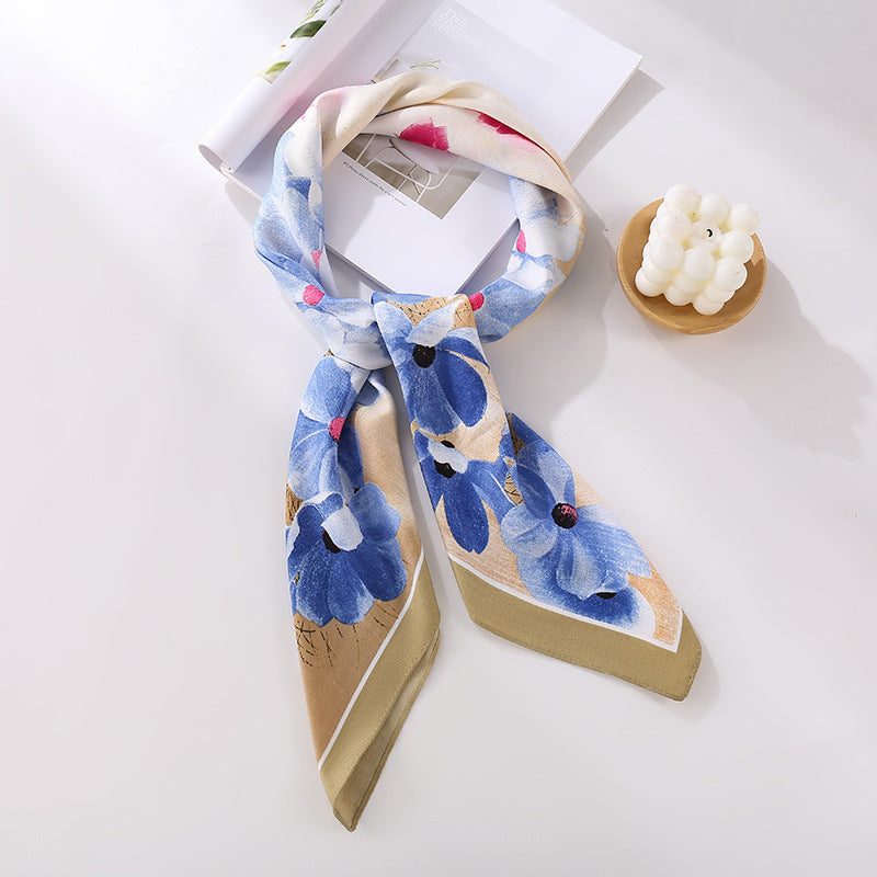 Fashion Gorgeous Printing Mesh Red Style Contrast Color Silky Scarf