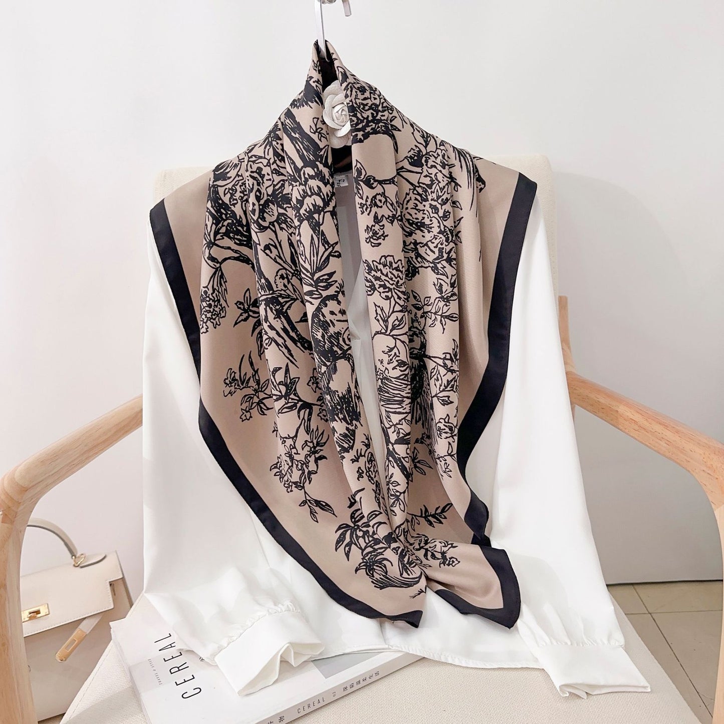 Fashion Gorgeous Printing Mesh Red Style Contrast Color Silky Scarf