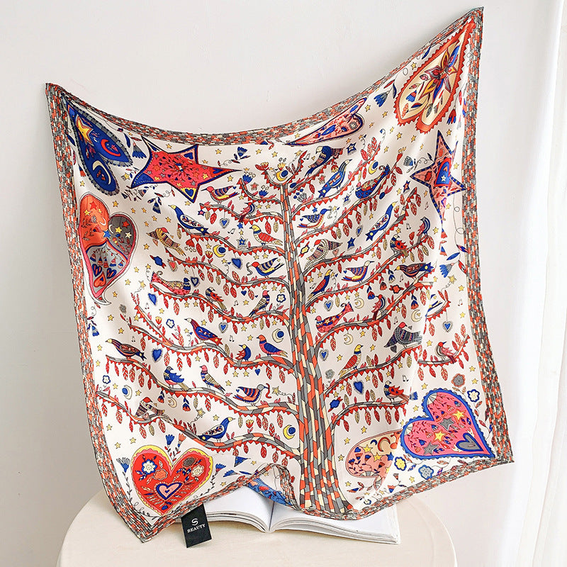 Fashion Gorgeous Printing Mesh Red Style Contrast Color Silky Scarf