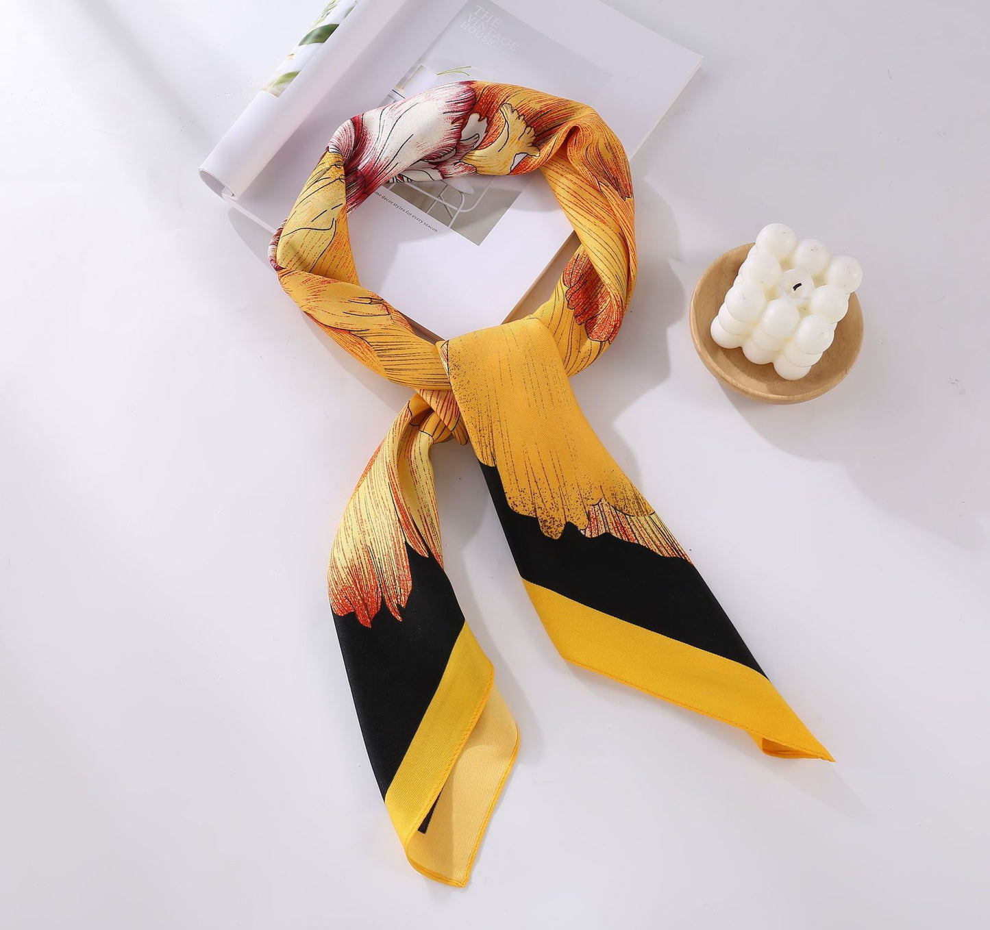 Fashion Gorgeous Printing Mesh Red Style Contrast Color Silky Scarf