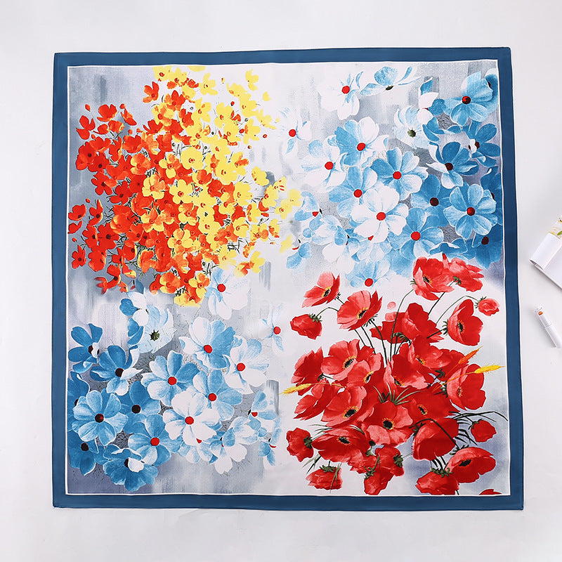 Fashion Gorgeous Printing Mesh Red Style Contrast Color Silky Scarf