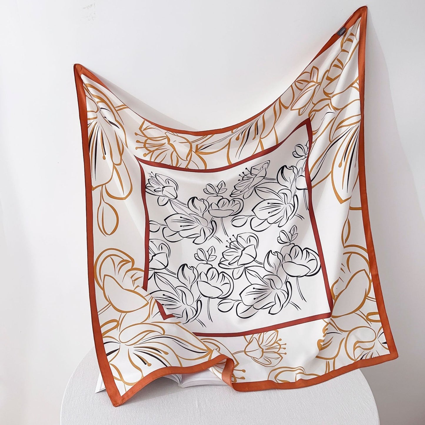Fashion Gorgeous Printing Mesh Red Style Contrast Color Silky Scarf