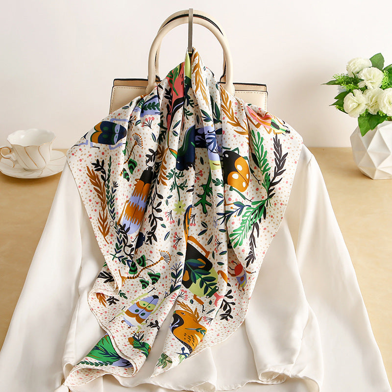 Fashion Gorgeous Printing Mesh Red Style Contrast Color Silky Scarf