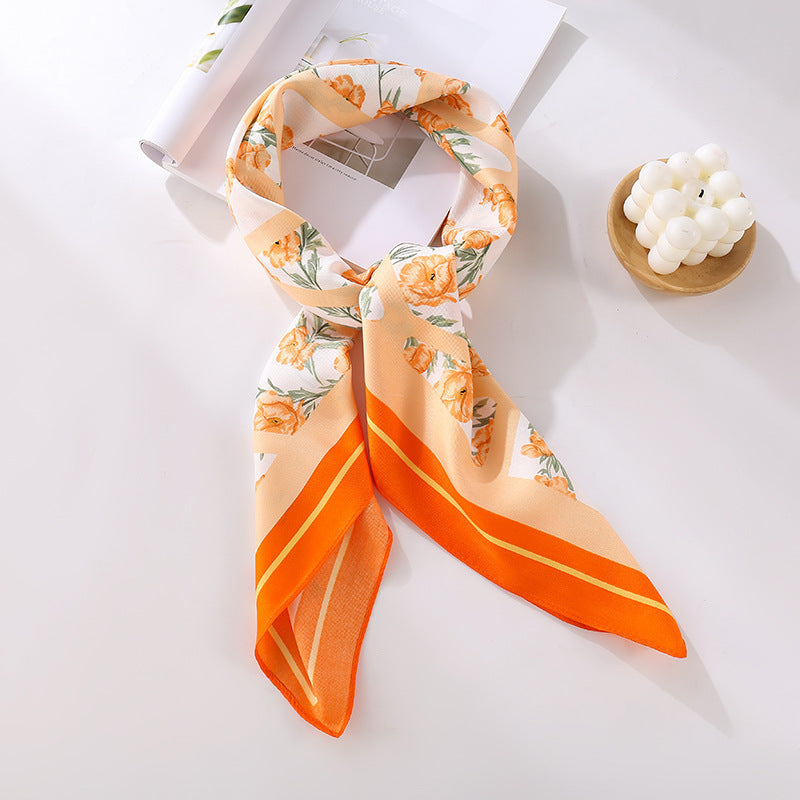 Fashion Gorgeous Printing Mesh Red Style Contrast Color Silky Scarf