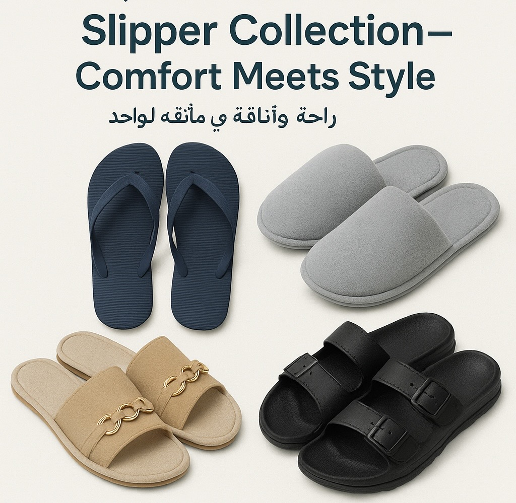Slipper Collection – Comfort Meets Style
Arabic:
مجموعة النعال من كويك مارت كيه إس إيه – راحة وأناقة في آنٍ واحد