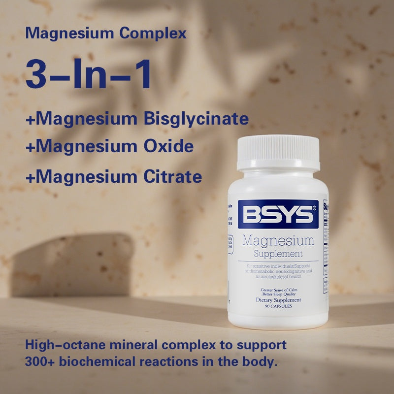 BSYS Magnesium Supplements Sleep & Anxiety Relief Aid Muscle Relaxation Support Heart Health & Blood Sugar Balance Formula Cognitive Function Enhancement Nighttime Wellness Supplement